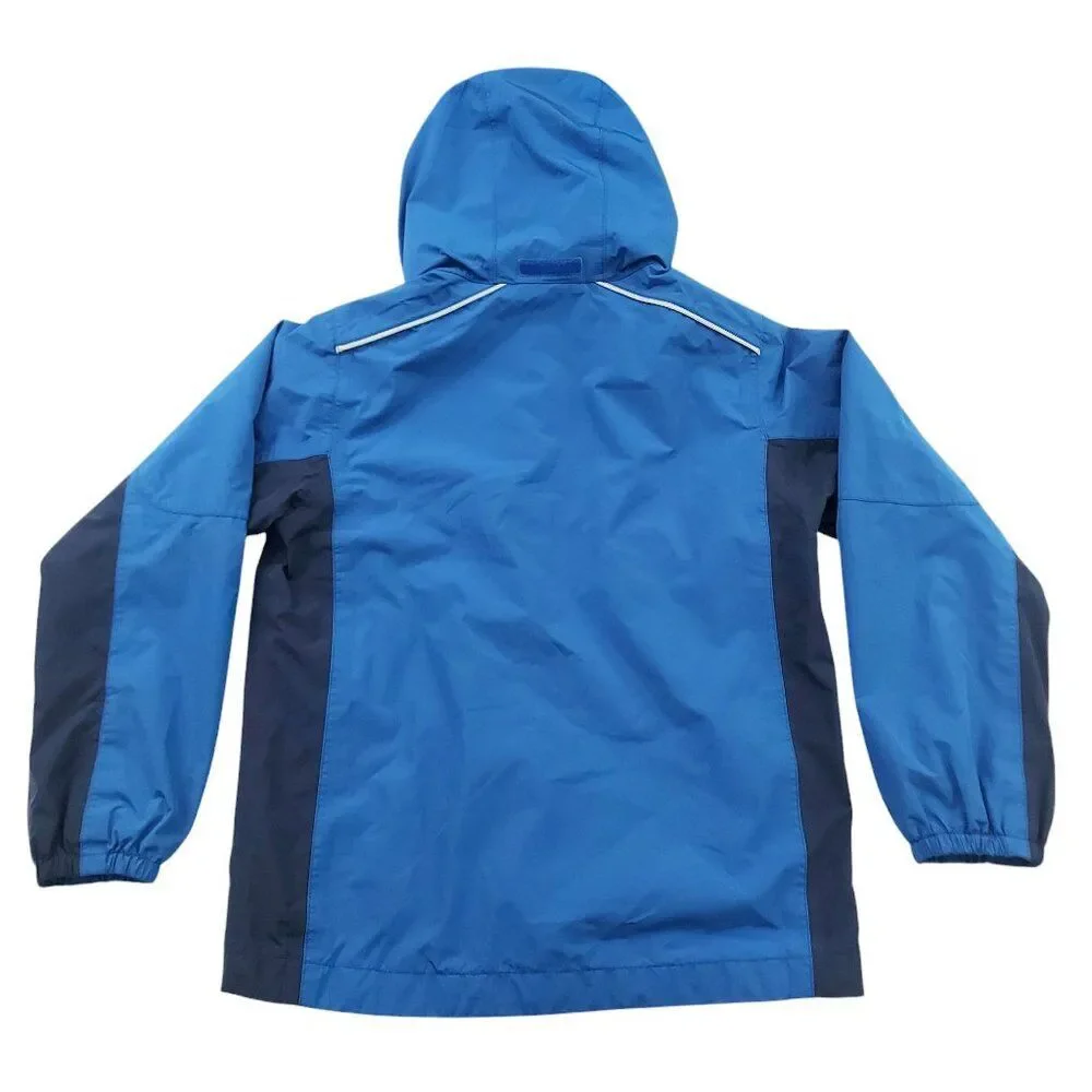 Marmot Jacket Kids Small Blue Softshell Hooded Full Zip Snap Outdoor Travel